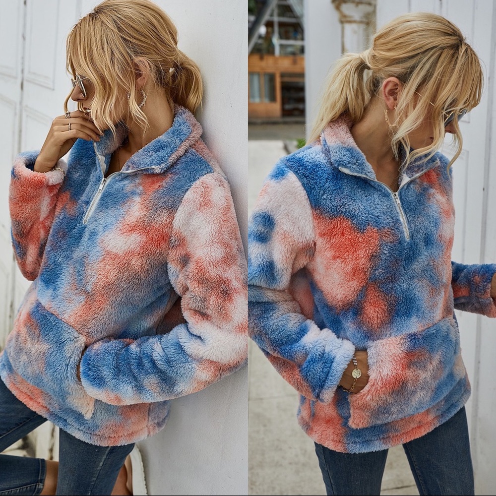 Soft Tie Dye Sherpa Fleece Sweatshirt